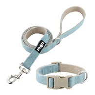 Guler și lesă pentru câine albastru