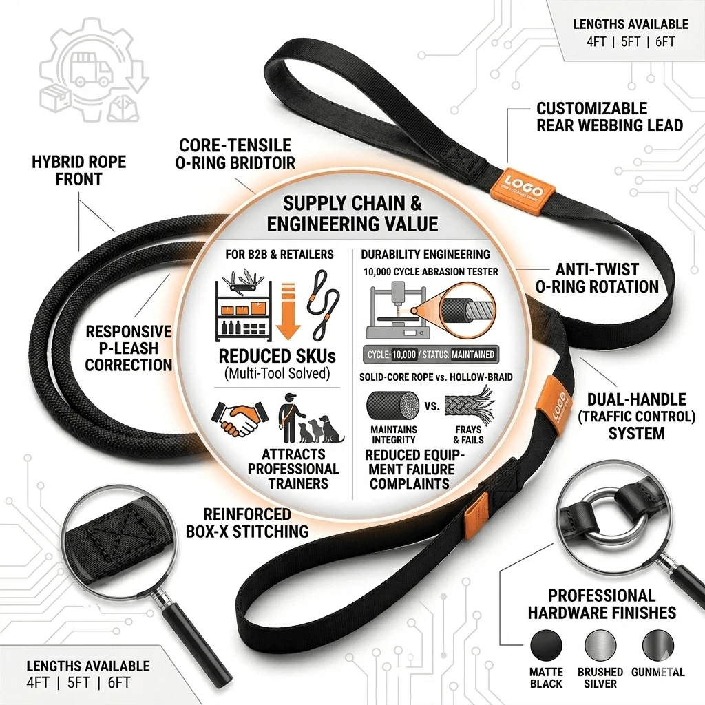 dual handle rope lead dual handle rope lead